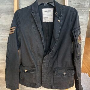 Zadig & Voltaire Black Military Jacket Blazer S